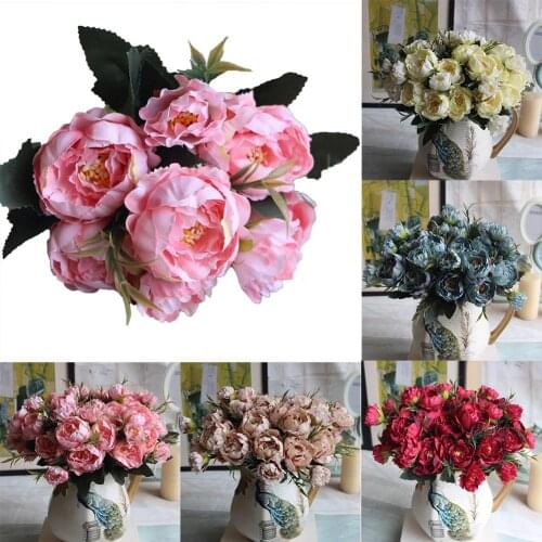 1 Bouquet 8 Heads Artificial Flowers Lifelike Silk Rose Flower For Garden DIY Stage Party Home Wedding Festival Craft Decor