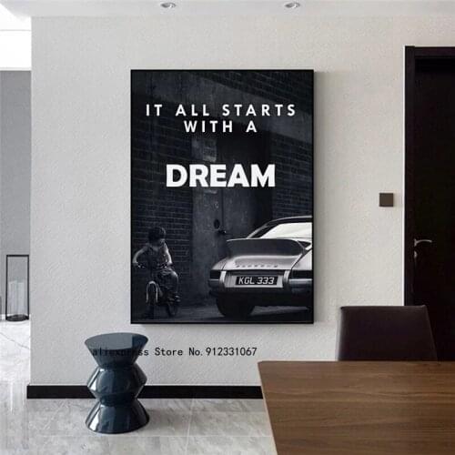 Canvas Painting Wall Art Kid Saw A Car Poster Home Decor Inspirational Words Picture Living Room Decor