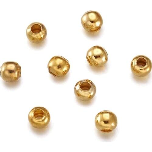 50Pcs/Lot Stainless Steel Spacers Beads Round Loose Spacers Beads Charm DIY For Jewelry Making Findings