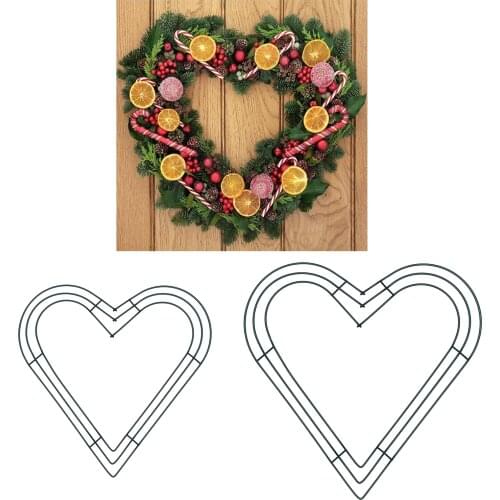 Metal Wreath Frame Ring Heart Shaped DIY Macrame Floral Crafts Wire Wreath Form Christmas Decoration Door Crafts