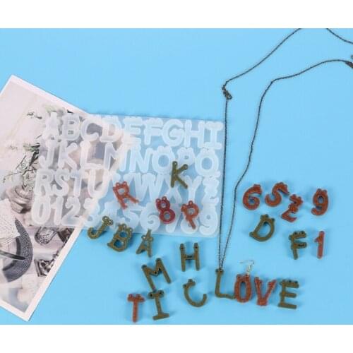 Cartoon Smile Face Alphabet Crystal Epoxy Resin Mold English Letters Number Pendant Casting Silicone Mould DIY Crafts