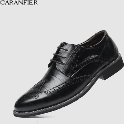 CARANFIER Oxford Shoes Mens Dress Business Shoes Casual High Quality Brogue Lace Up Summer Oxford Male Plus Size 38-48
