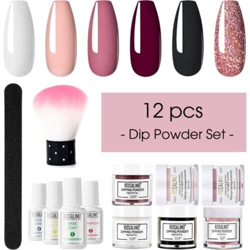 Nail Dipping Powder Brush Set Dip French Glitter Shinning Nails Manicure Kit Various long lasting colors