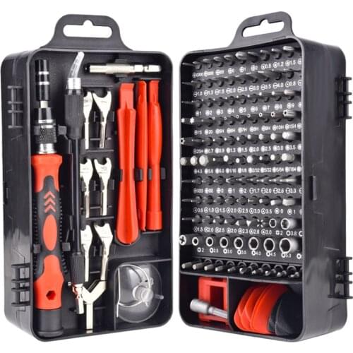 135 In1 Screwdriver Magnetic Tools Sets for Mobile Phone Tablet Computer Eyeglasses Repair DIY Tool Kit (Black Red)