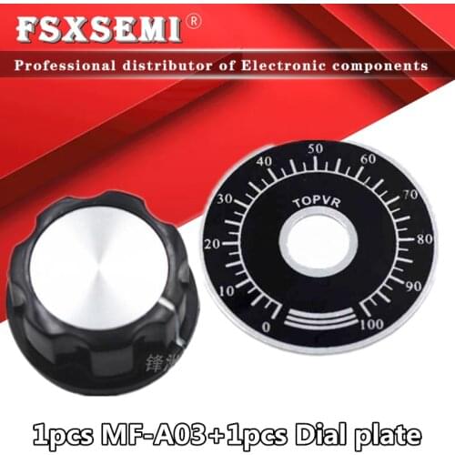 1 sets 1pcs A03 dial knob + 1pcs MF-A03 bakelite knob with scale plate sheet scale digital potentiometer