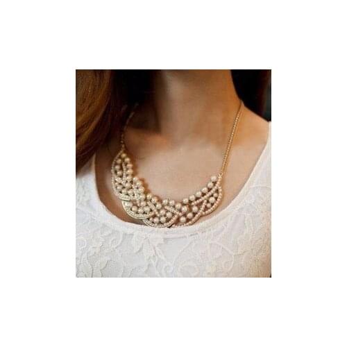 New imitation pearl jewelry fashion women fake collar necklace 2020 alloy metal statement necklace pendant necklace