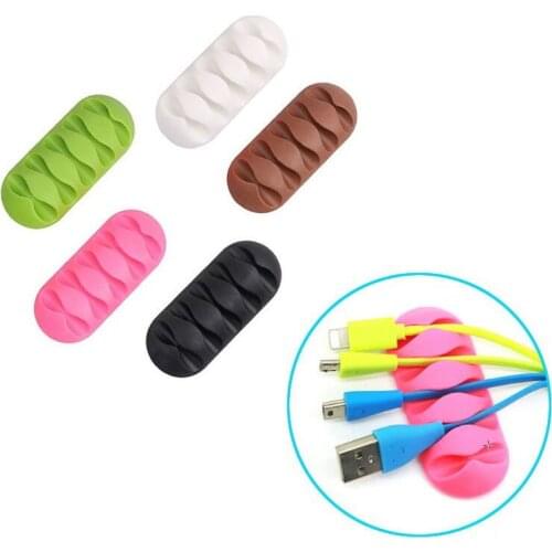 5 Holes or 7 Holes Multicolor Earphone Cable Organizer Soft Silicone USB Wire Holder Clip Mouse Cord Winder Desktop Management