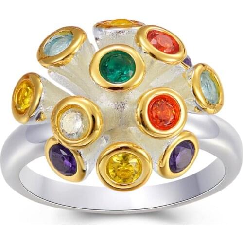 Original Flower-Ring for Women Multi-Colors Zirconia Delicate Feminine Jewelry Rings Dating Must Have