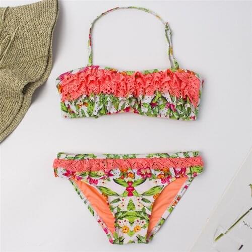 Multi Falbala Kids Swimsuit Two Piece Bandage Girls Swimwear 2020 Summer Children Bikini Set Kid Biquini Infantil Bathing Suit