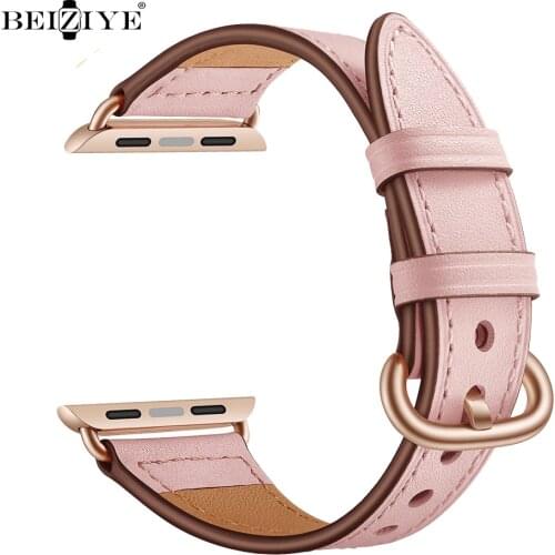 Genuine Leathe Strap for apple watch Series 6 SE 5 4 band 40mm 44mm Leathe iWatch 38mm 42mm bracelet Series 3 2 sport loop band