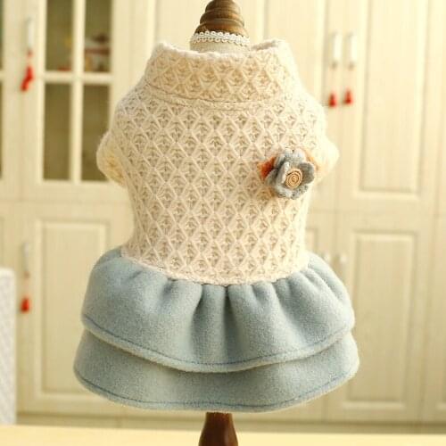 Luxury Dog Skirt Winter Warm Puppy Coat Floral Small Dog Jacket Festival Party Clothes Costume For Chihuahua Poodle Bulldog