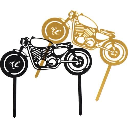 Happy Birthday Acrylic Cake Topper Golden /balck Motorbike Cake Topper For Wedding Birthday Party Cake Decorations Baby Shower