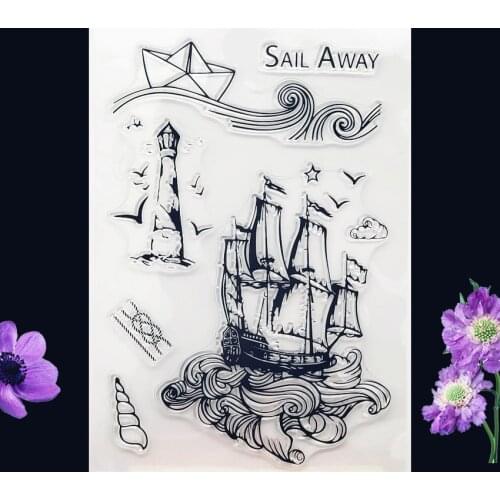 11x16CM sailing sea Transparent Seal Clear Stamps Silicone Seal Roller Stamps DIY wedding Scrapbook Album Card Christmas