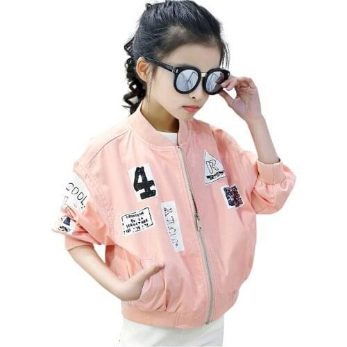 Girls Trench Jacket Girl long-sleeve cardigan baseball jackets Spring Autumn Coat Clothes kids School Jackets 4 6 8 10 12 14 Y