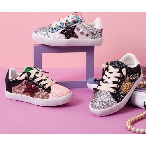 2021 spring and autumn spring footwear Childrens Glitter star shoe girls' shoes casual boys' Board sneaker Fashion sequins