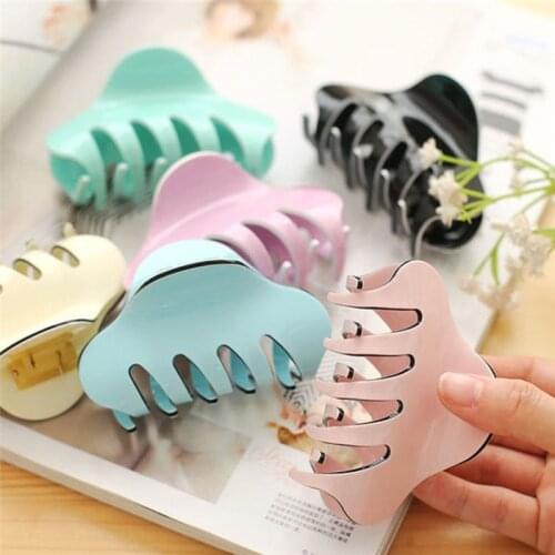 Women Hair Clip Large Size Acrylic Hairpins Solid Color Girls Hair Claw Crab Women Make UP Washing Tool Hair Accessories