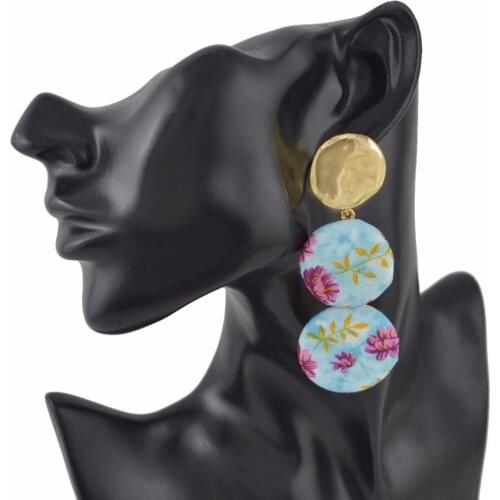 Idealway Romantic Flower Pattern Cotton Ball Drop Earrings for Women Ladies Statement Earring Wedding Party Fashion Jewelry