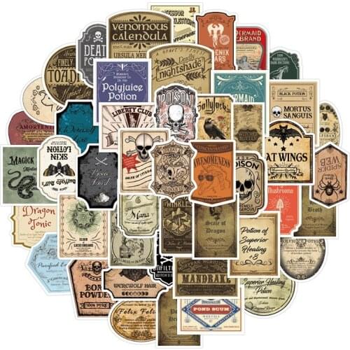 10/50Pcs Skull Poison Potion Label Bumper Car Stickers Scratch-Proof Decal Refrigerator VAN Cartoon Car