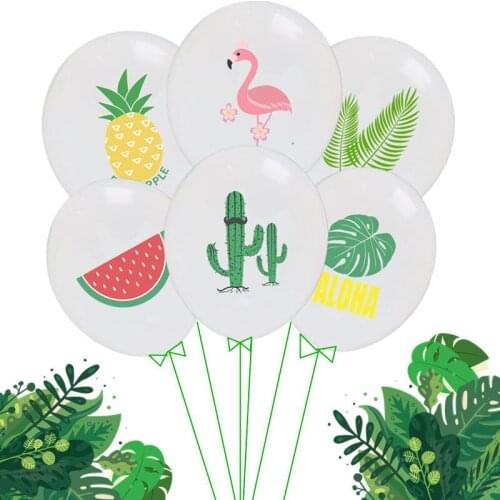 10pcs Hawaiian Tropical Balloons Flamingo Pineapple Turtle Leaf Latex Balloons Luau Birthday Party Decoration Jungle Party Decor