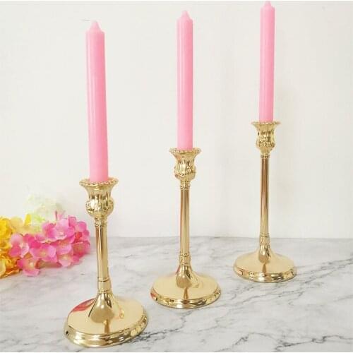 10pcs/Lot Table Candle Holder Plating Metal Candlestick Geometric Round Romantic Candle Holder for Wedding Dinner Decorat ZZT008