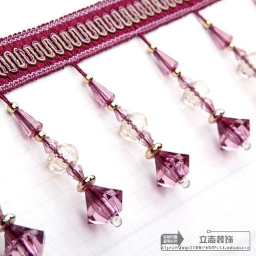 12Yards Curtain Lace Crystal Beads Trims Truck Decoration Sofa Screens Plus Colorful Beads Curtain Sofa Accessories