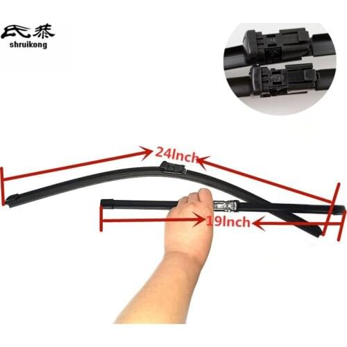2pcs/lot car styling stickers Wiper blades for Skoda Yeti 5L (from 2009 onwards) 24"+19" fit push button type wiper arms only