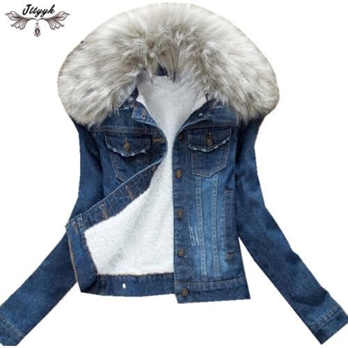 2021 Winter Jeans Jackets Plus Velvet Warm Parka Outerwear Women Cashmere Cotton Coat Girl Fashion Denim Jacket Coat LJ162