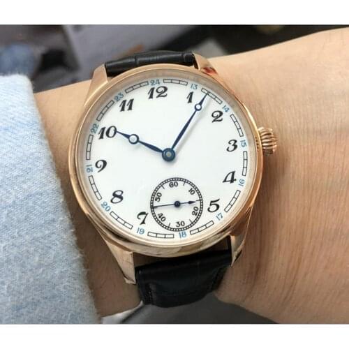 40mm no logo Enamel White dial Asian 6498 17 jewels Mechanical Hand Wind movement Rose gold case Mens Mechanical watches GR13-8