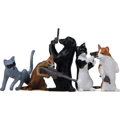 5 Pcs/Set Animals 007 Spy Anime Cats &Dogs Action Figure Toys Korean Version of Creative Micro-landscape Wild Landscaping Doll
