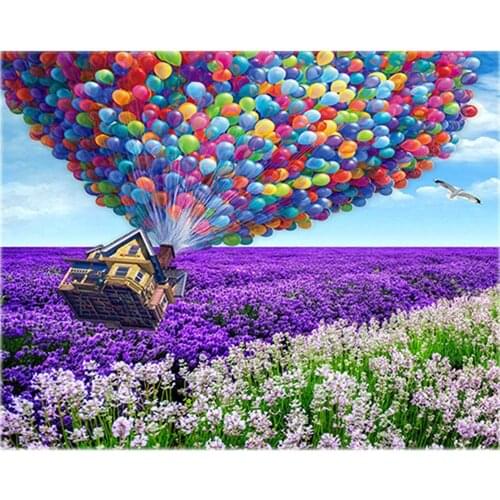 5D Diamond Painting Lavender Balloon Diy Full Diamond Embroidery Flower Scenery Mosaic Picture of Rhinestone Home Decor