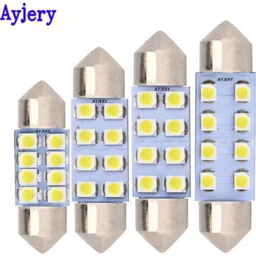 AYJERY 1000Pcs C5W Festoon 1210 SMD 8 LED 3528 Dome Light 31mm 36mm 39mm 41mm License plate Interior Reading Lights DC 12V