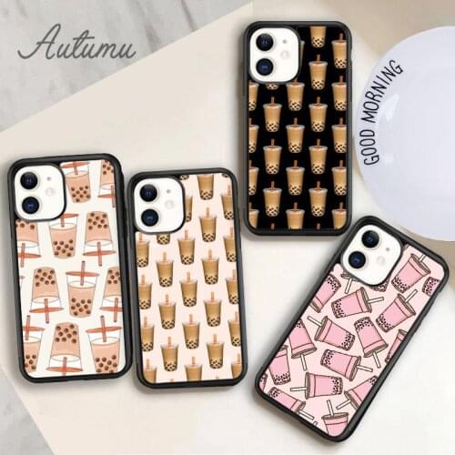 Basic boba pattern Phone Case for iPhone 11 12 Pro Max mini X XR XS SE 2020 5 6S 7 8 Plus Samsung Galaxy S8 S9 S10 Cover shell