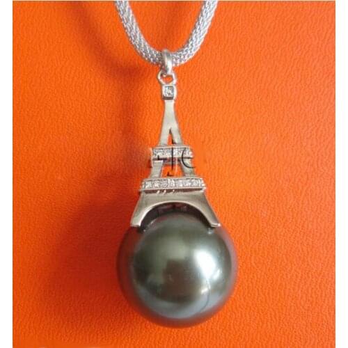 Free Shipping ***tower shape pendant +16mm peacock black south sea sea pearl pendant