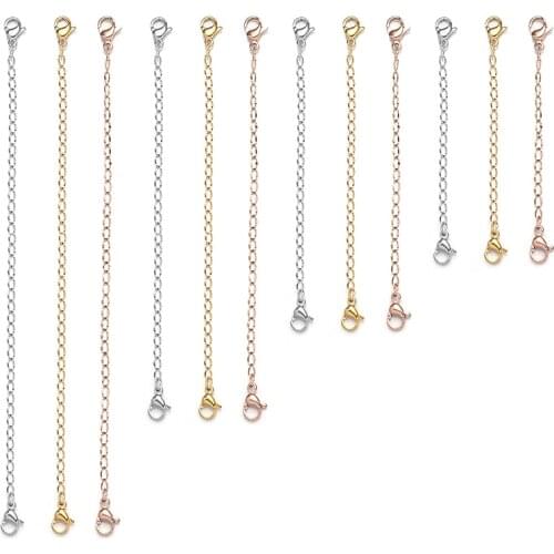 10pcs/lot Stainless Steel Necklace Extension Chain Extended Tail Chain Lobster Clasps Connector For DIY Bracelet Jewelry Making