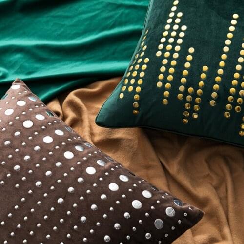 Pure Color Velvet Fabric Cushion Cover Hot Drill Musical Note European Throw Pillowcase Modern Blue Pillow Covers Sofa Decor