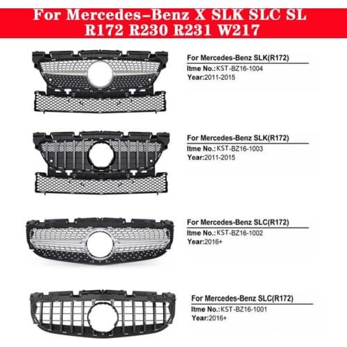 For Mercedes-Benz X SLK SLC SL R172 R230 R231 W217 Car styling Middle grille ABS plastic Diamond GT front Bumper Hood grille