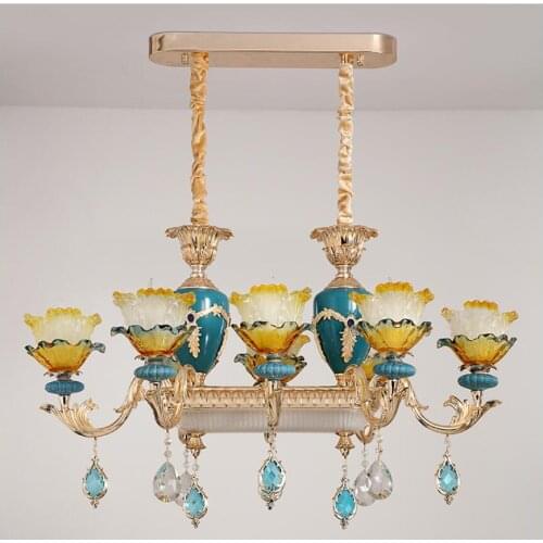 European Pendant Lamp Chandeliers L110cm W52cm Bedroom Zinc Alloy Crystal Chandelier E14 Candle Restaurant Chandelier Lighting