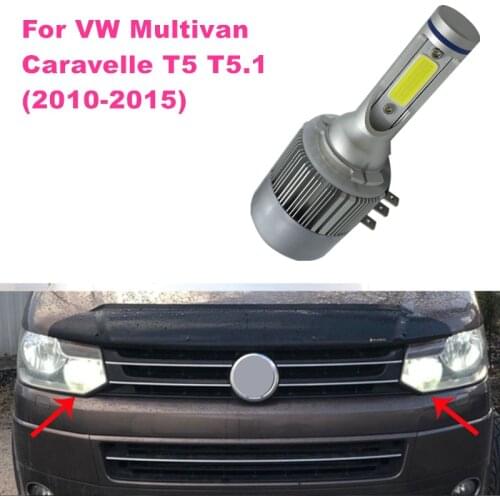 White LED DRL High Beam Headlight H15 Canbus 18W For VW Multivan Caravelle T5 T5.1 (2010-2015)