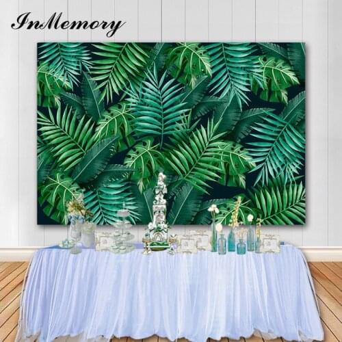 InMemory Green Leaves Backdrop Baby Shower Photo Background Newborn Photography Props Studio Birthday Vinyl Banner Photophone