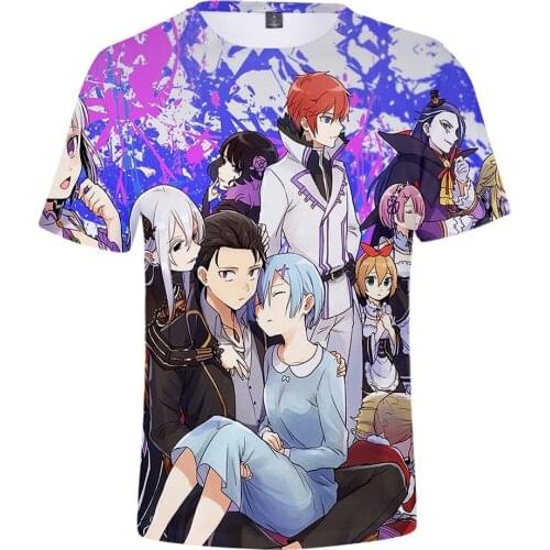 Re:Life in a different world from zero RE0 Subaru Emilia Rem 3D Spring Summer Preppy Style Men/Women Street Clothes T-shirt