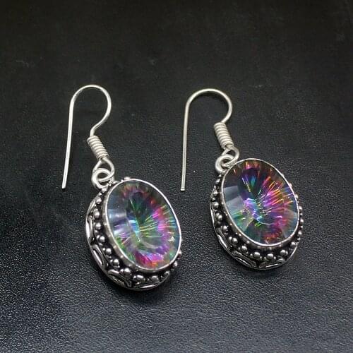 Gemstonefactory Big Promotion Single Unique 925 Silver Beautiful Fire Topaz Women Ladies Gifts Dangle Drop Earrings 20212478