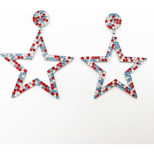 Good Quality Colored Crystal Stone Star Drop Earring Fashion New Elegant Statement Rhinestone Dangle Earring For Women Gift