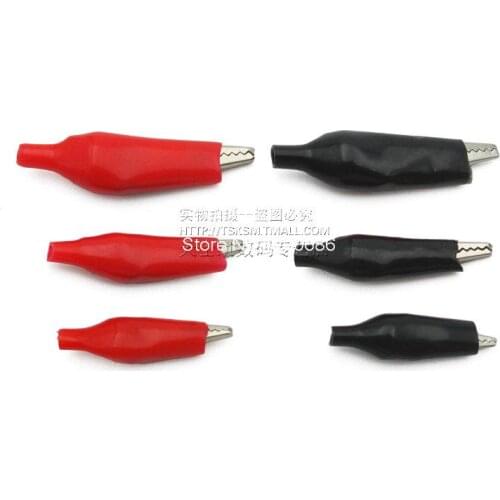 IMC Hot 50 Pcs Black Red Soft Plastic Coated Testing Probe Alligator Clip