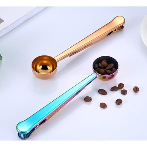 Kitchen Supplies Coffee Spoon Creative Stainless Steel Flavour Spoon with Clip Multicolor Measuring Cup Set for Bakery