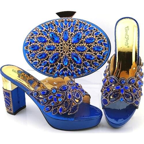 Fashion Artificial rhinestone shoes and bags applique bag Matching shoes set Italian Designed shoes and bags for women