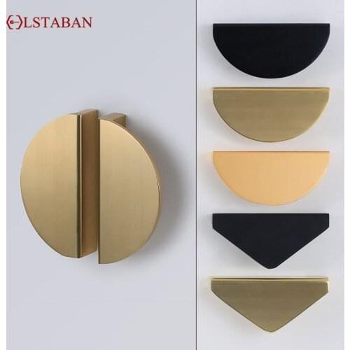 LSTABAN Modern American Semicircle Golden Embedded Cabinet Handle Square Drawer Knob Hardware Furniture Accessories Door Pulls