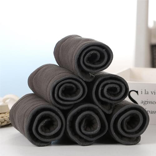 Reusable Washable Diaper Inserts Bamboo Cotton Elastic Inserts Boosters Liners For Baby Diaper Cover Nappies Charcoal Insert