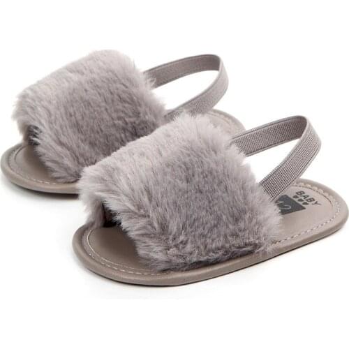 Fashion Faux Fur Baby Shoes Summer Infant Baby Boys Girls Shoes Soft Sole Indoor Shoes for 0-18M