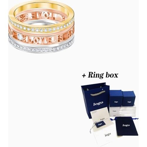 Fashion jewelry SWA new ADMIRATION ring love three-in-one love around the word crystal female luxury elegant romantic jewelry g
