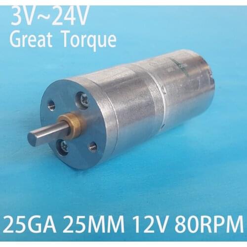 25MM DC 12V 80RPM Motor 370dc gear motor Powerful High Torque Gear Box Motor 3V 6V 24V DC Brush Motor NO-Brushless